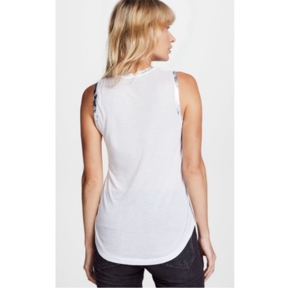 Zadig and Voltaire Shirt Tam Gold Tank Top Hand Painted Modal White Sz S NEW - Picture 14 of 14
